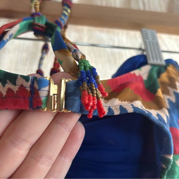 Farm Rio Chevron Toucans Halter Neck One-Piece Bathing Suit Swimsuit NEW Size S - Picture 7 of 10